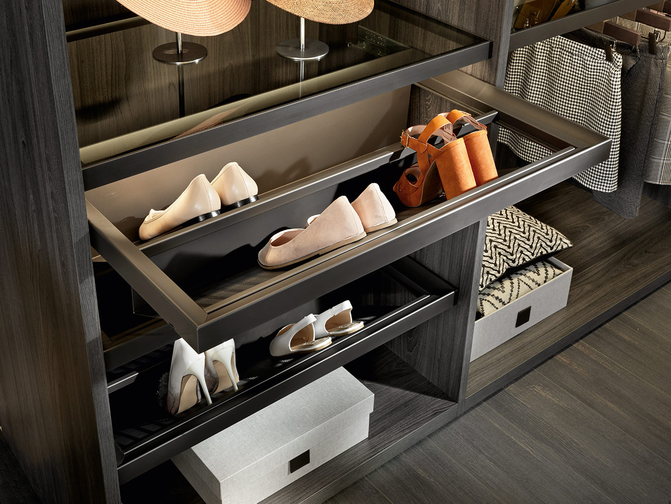 shoe storage inside wardrobe